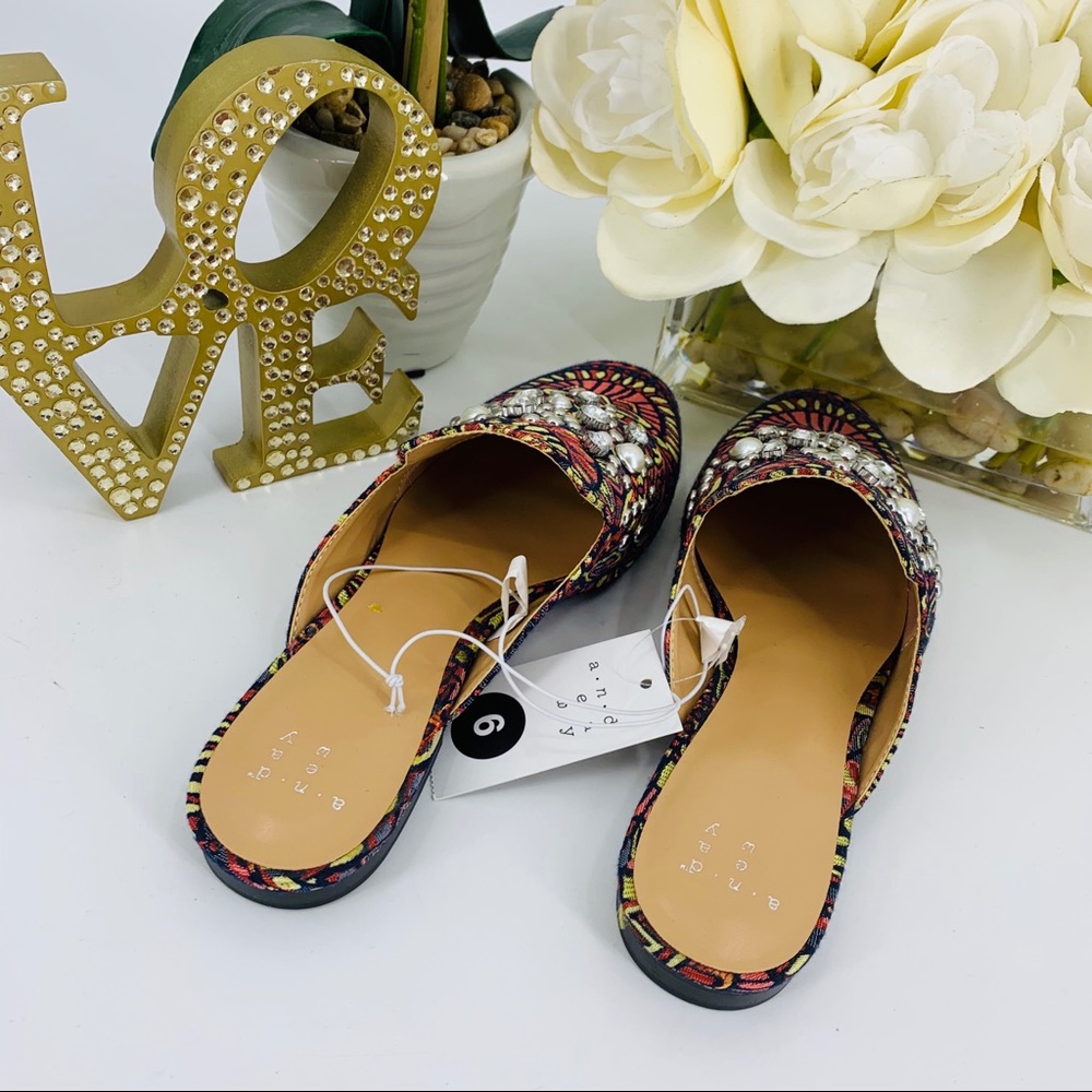 NWT Pearl Bling Bohemian Slip On Mules - Picture 7 of 8